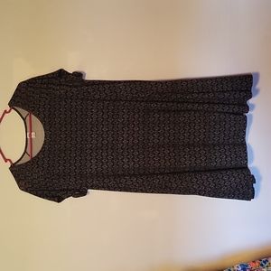 Black print swing dress